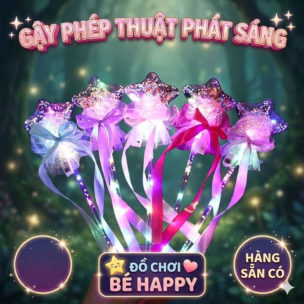 Gậy Phép Thuật Phát Sáng Cho Bé - Đồ Chơi Trung Thu, Tiệc Sinh Nhật, Noel, Gậy Cổ Vũ