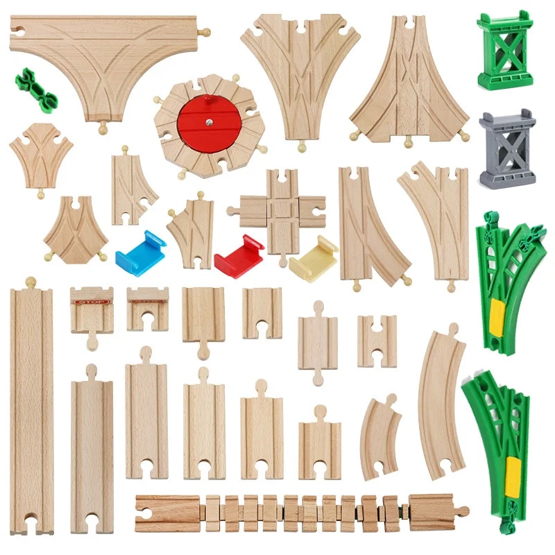 All Kinds Wooden Track Accessories Beech Wood Railway Train Track Toys Fit