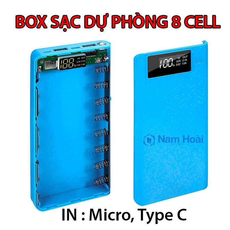 Box sạc dự phòng 8 cell 5V2.4A in Type C Q8 10W - Mẫu mới 2024