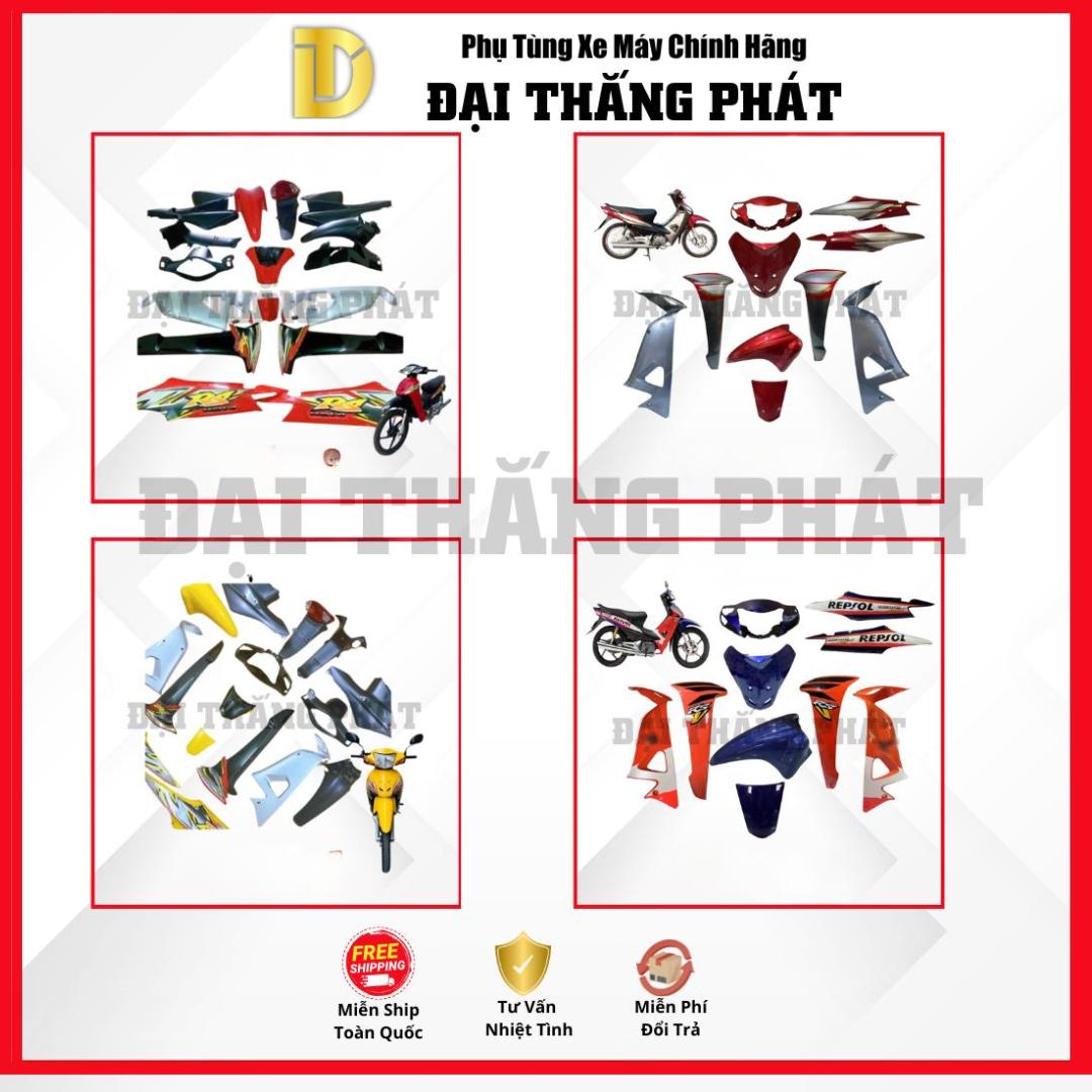 Dàn áo 16 chi tiết (nhựa nhám + nhưa màu) xe Wave RS 100cc (2006-2008) các màu chính hãng Giá 3,618,000 Đồng*Miễn phí vận chuyển