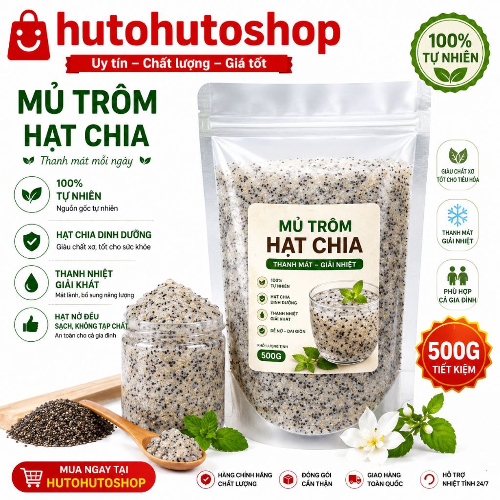 Mủ Trôm Hạt Chia 500g Nguyên Chất Túi Zíp – Thanh Nhiệt Giải Khát, Giàu Chất Xơ, Thức Uống Dinh Dưỡng Cho Cả Gia Đình