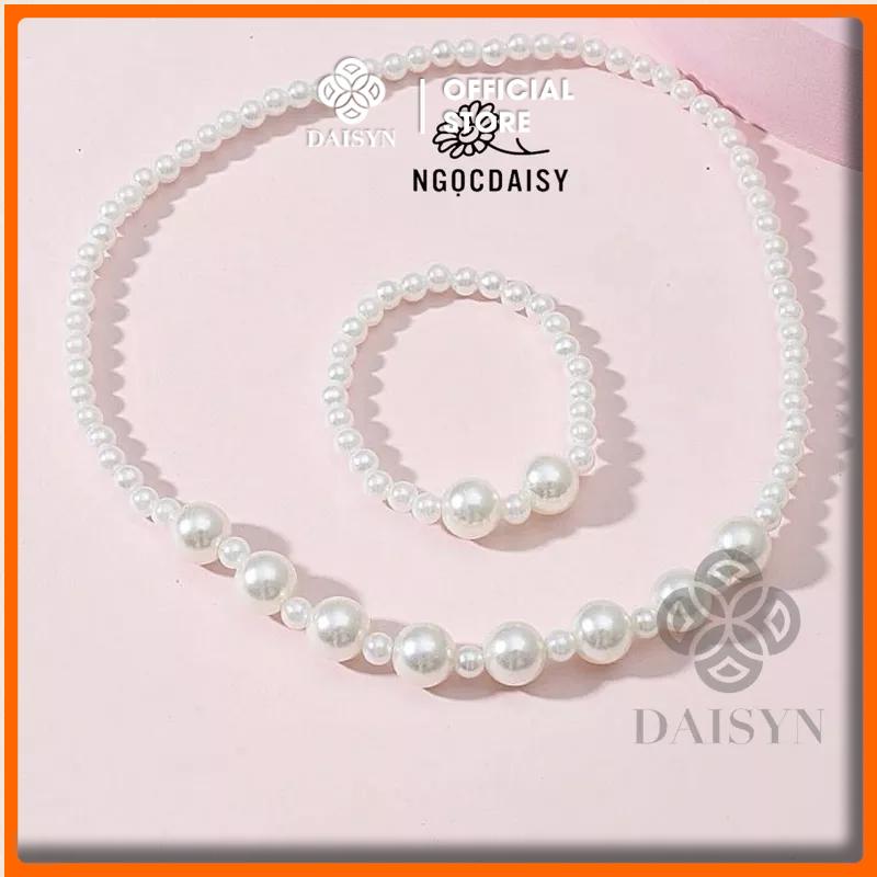 [NgocDaisy] N62 bộ Vòng tay và dây chuyền hạt Ngọc Cho bé handmade , dây chuyền cho trẻ em