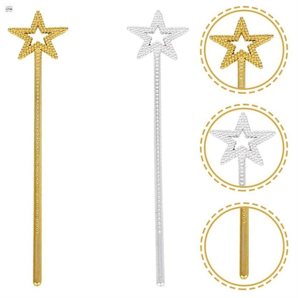 LITUILI Bạc Vàng Gậy công chúa Nhập Vai Ngôi sao năm cánh Gậy Sao Đạo cụ cosplay Lễ hội Cây Đũa Thần Trang phục bé gái