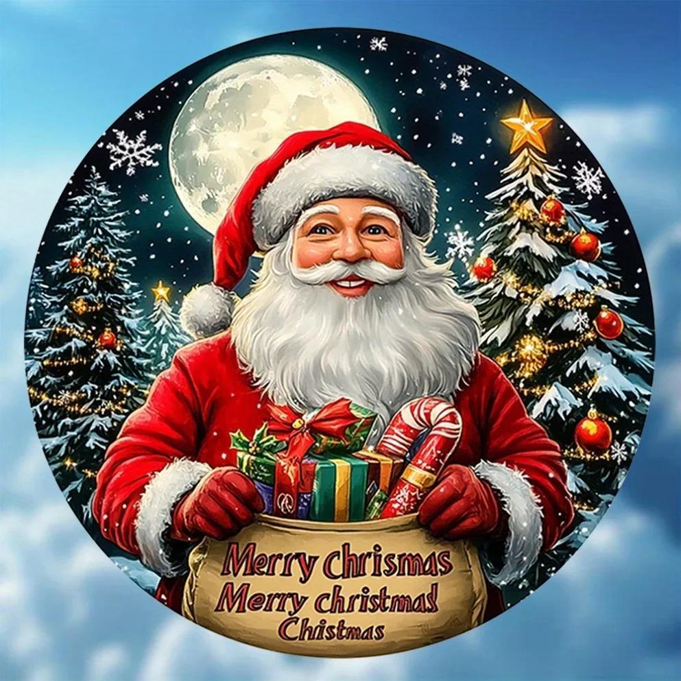 1PC Vintage Merry Christmas Sign -2D Classic Santa Design Home Wall Decor in Bar Cafe Club Dorm Idea