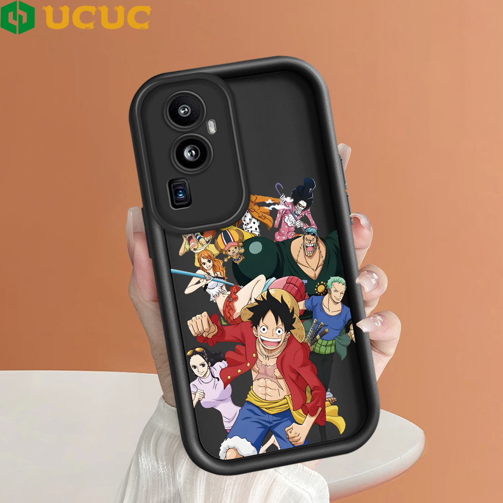 Ucuc Ốp điện thoại cho OPPO reno10 Pro Plus Pro + 5g Oppo RENO 2 reno2 RENO 3 reno3 5g trường hợp phim hoạt hình Luffy Zoro ACE vuông thang Ốp lưng silicon bọc hoàn toàn