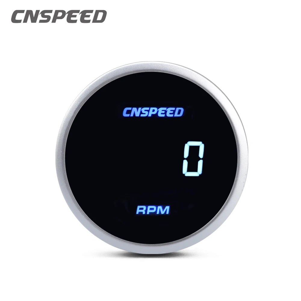 【Sell-Well】 Car Auto Digital Display Tachometer Racing 0-9999 Rpm Swivel Account Gauge 2  52mm 12v/24v Lens White Couter