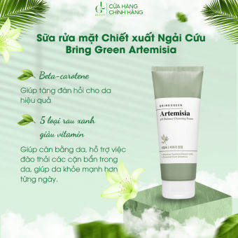 Sữa Rửa Mặt Chiết Xuất Ngải Cứu Bring Green Artemisia pH Balanced Cleansing Foam 200ml