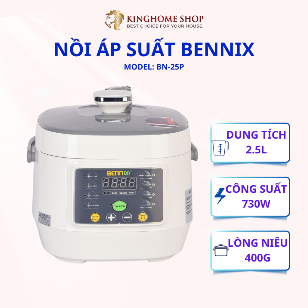 Nồi Áp Suất Điện Nấu Đa Năng Kho Thịt Cá Nấu Cơm Nấu Cháo Ninh Xương Thương Hiệu Bennix Thailand BN-25P Dung Tích 3L
