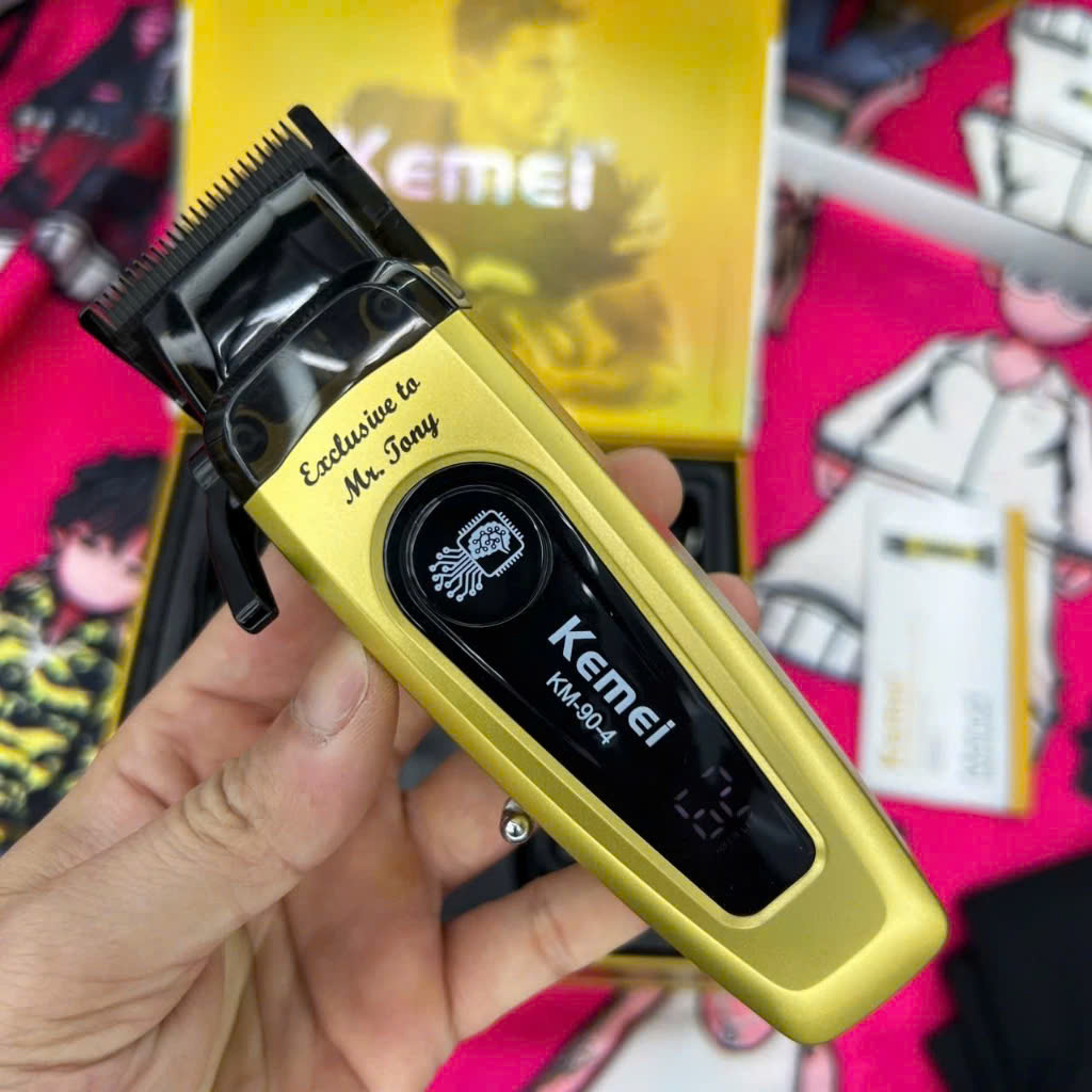  Tông Đơ Cắt Tóc Chuyên Nghiệp Kemei KM-90-4 Mẫu Mới Động Cơ Không Chổi Than Lưỡi DLC Chính Hãng - SS620 