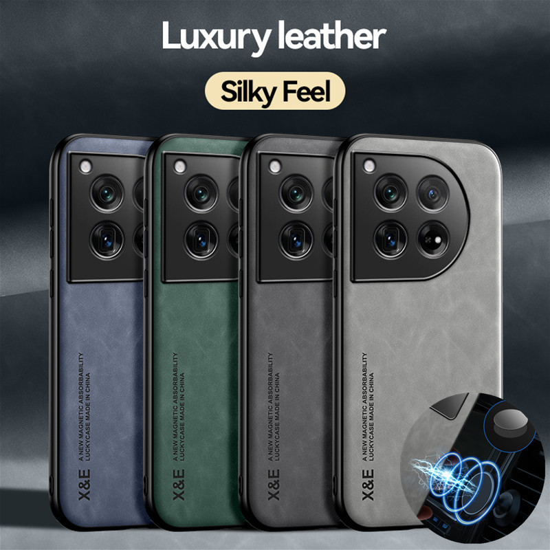 Luxury Shockproof Case for OnePlus 12 12R Protective Cover Built-in Magnetic Car Holder Protection Phone