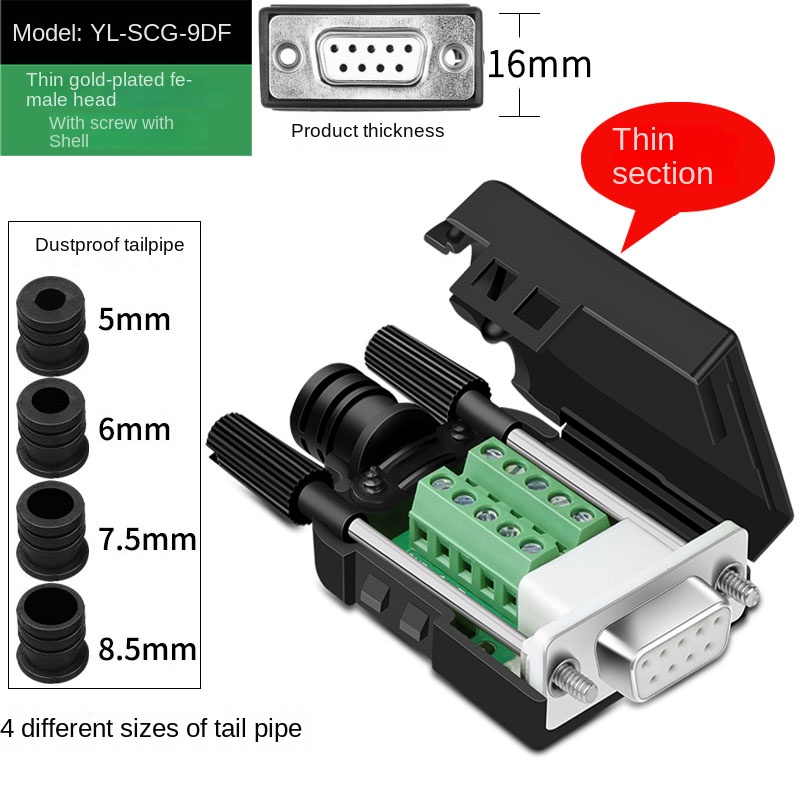 Đầu Nối DB9 Không Hàn YL-SM9P | 9 Chân RS232/COM, Đực/Cái - Cái vít ngắn tốt