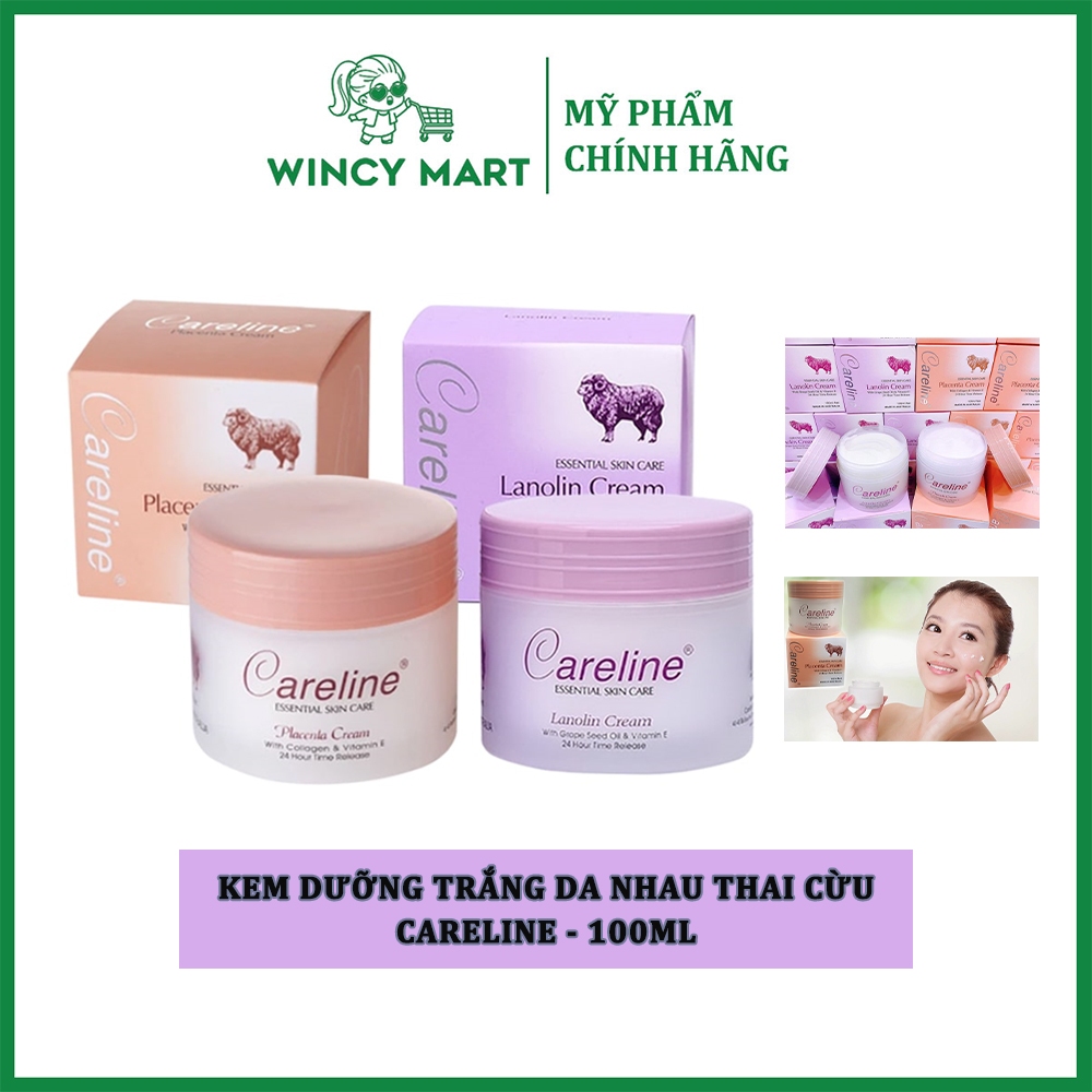[Chính Hãng Úc] Kem Dưỡng Trắng Da Careline Nhau Thai, Mỡ Cừu Lanolin - Placenta Cream Cấp Ẩm Cho Da 100ML - Wincy Mart