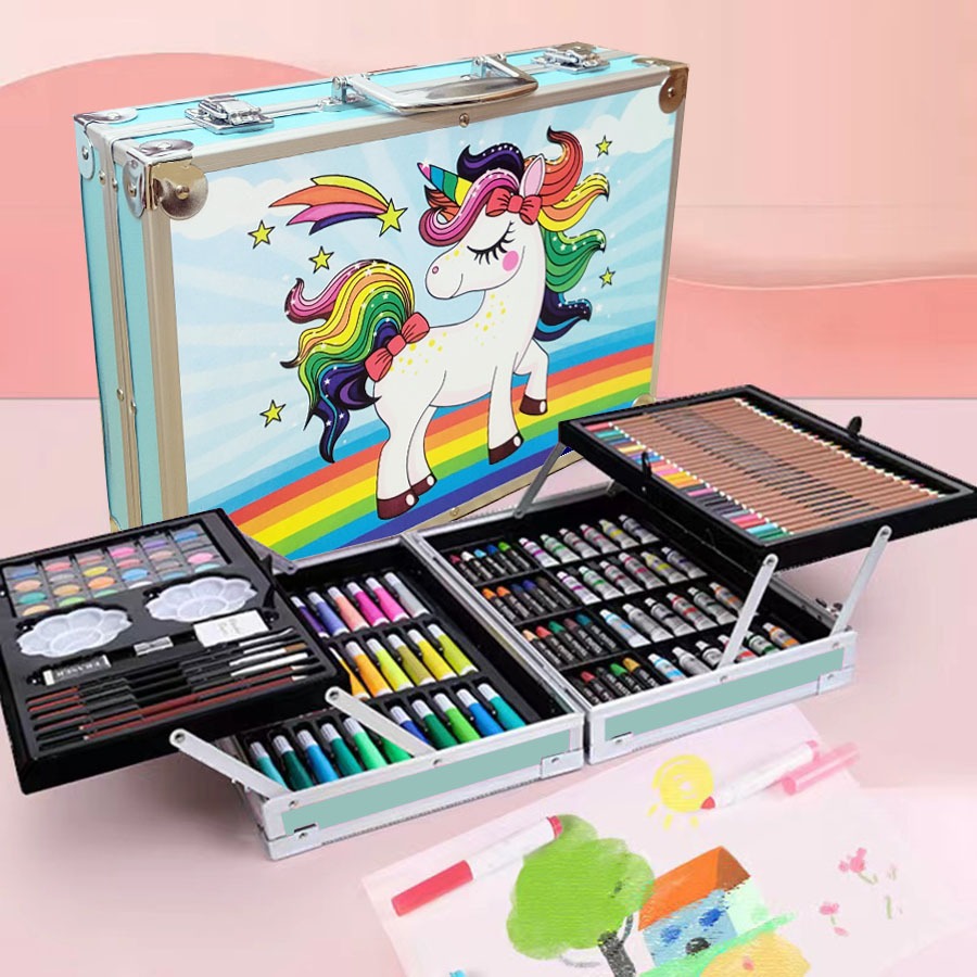 Hộp Bút Màu Unicorn 2 Tầng 145 Chi Tiết Quà Sinh Nhật Cho Bé Gái Bút Màu Cho Bé Pony Quà Cho Bé Gái 
