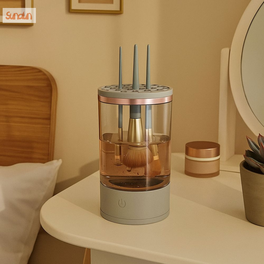 SUNDUN Sấy khô nhanh Máy làm sạch cọ trang điểm điện Tự động quay Hiệu quả Chất tẩy rửa cọ trang điểm Máy tích hợp Tiết kiệm thời gian Dụng cụ làm sạch cọ trang điểm Dọn dẹp lười biếng