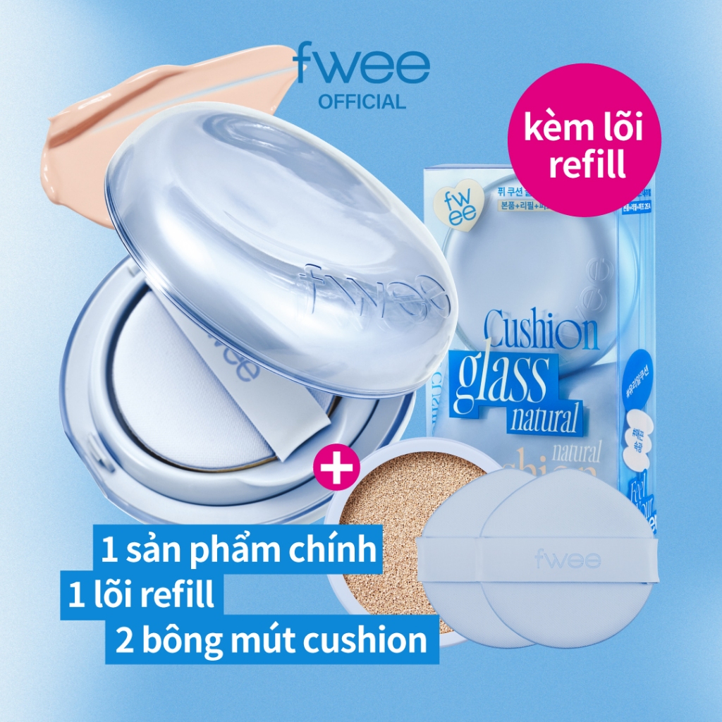 2452fwee Glass Cushion Foundation [Lõi Thay Thế] — Cushion 13g + Refill 13g + 2 Bông Mút2555