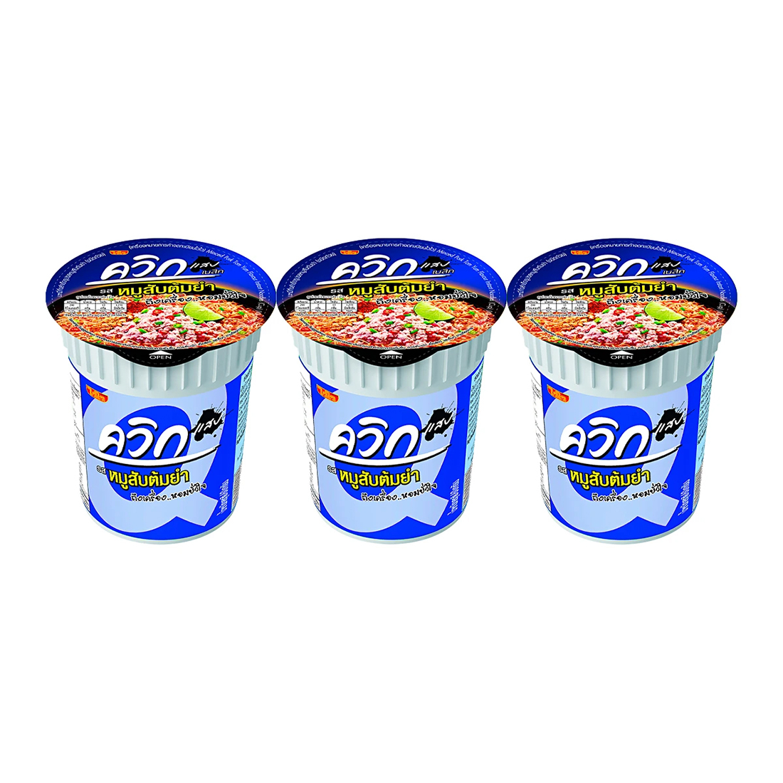 Wai Wai Quick Pork Tomyum 3X60G. ราคา 38 บาท*ส่งฟรี