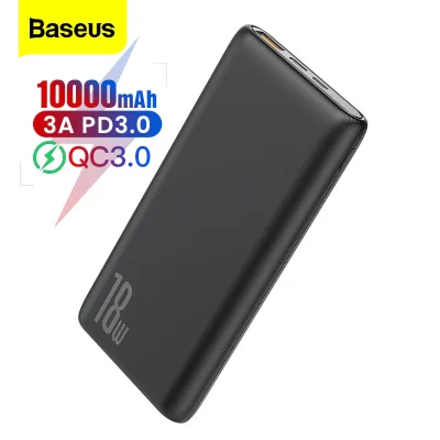 Baseus 10000mAh Power Bank Bipow Quick Charge Powerbank PD+QC 18W for Samsung iPhone Huawei Xiaomi