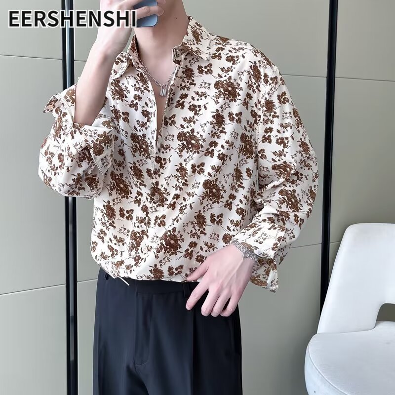 EERSHENSHI | Ice silk floral shirt Hawaiian shirt fashionable and high-end shirt men's long sleeve shirt ราคา 311 บาท*ส่งฟรี