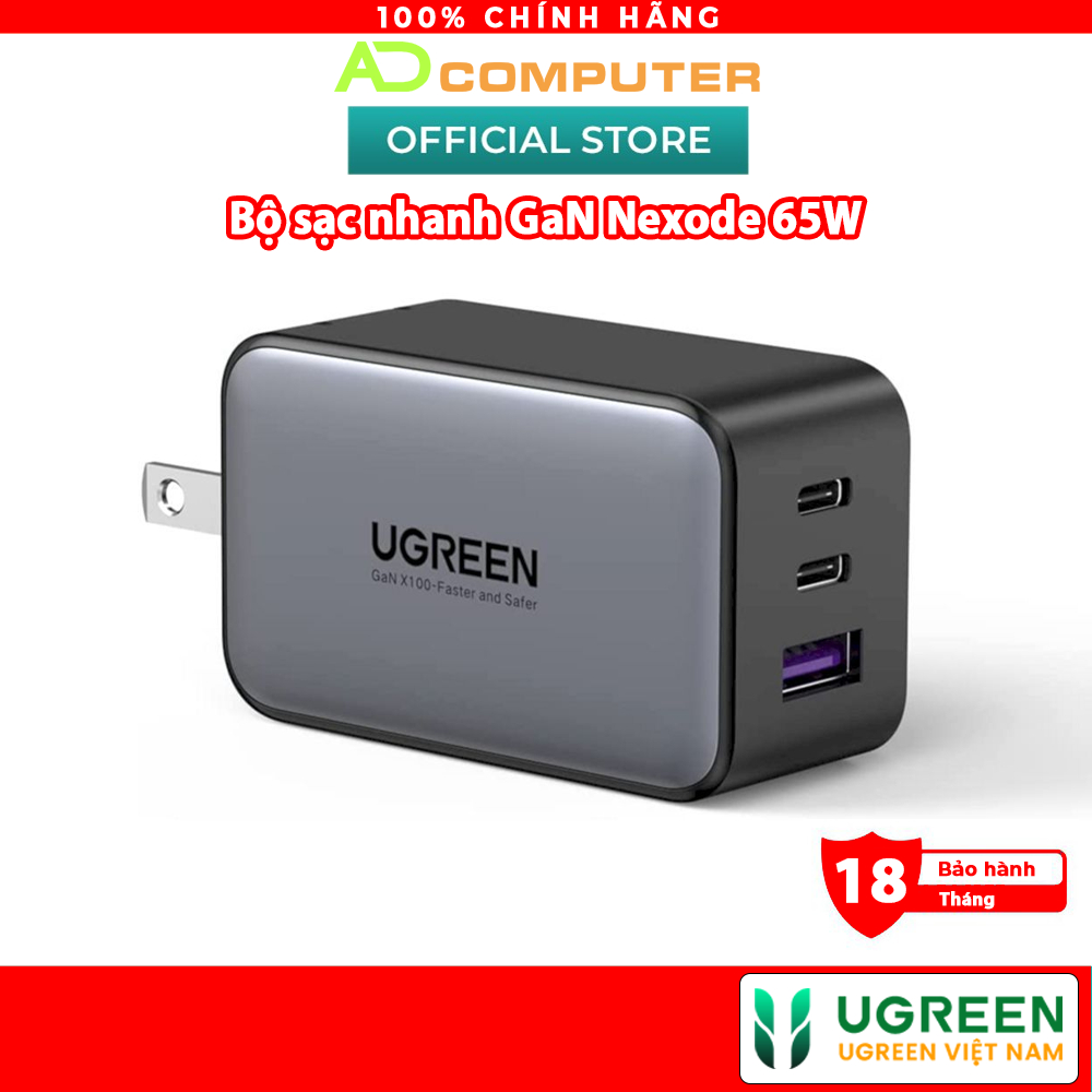 Bộ sạc nhanh GaN Nexode 65W Ugreen CD244