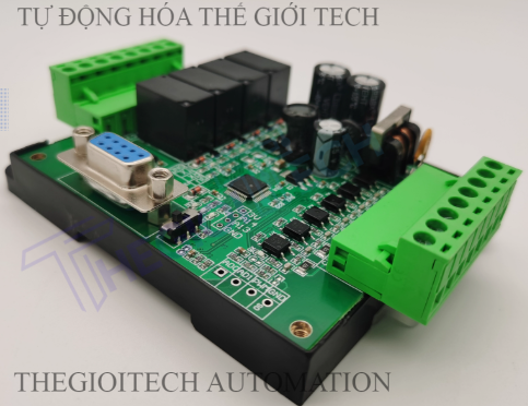 Board mạch PLC HK FX2N-10MR CTH, CFH , 6 In/4 Out Relay, TTL RS232 9.6kbps, 24VDC, mạch trần và có vỏ hộp gắn ray, GX Works2 Mitsubishi - RS232, Có đế cài ray
