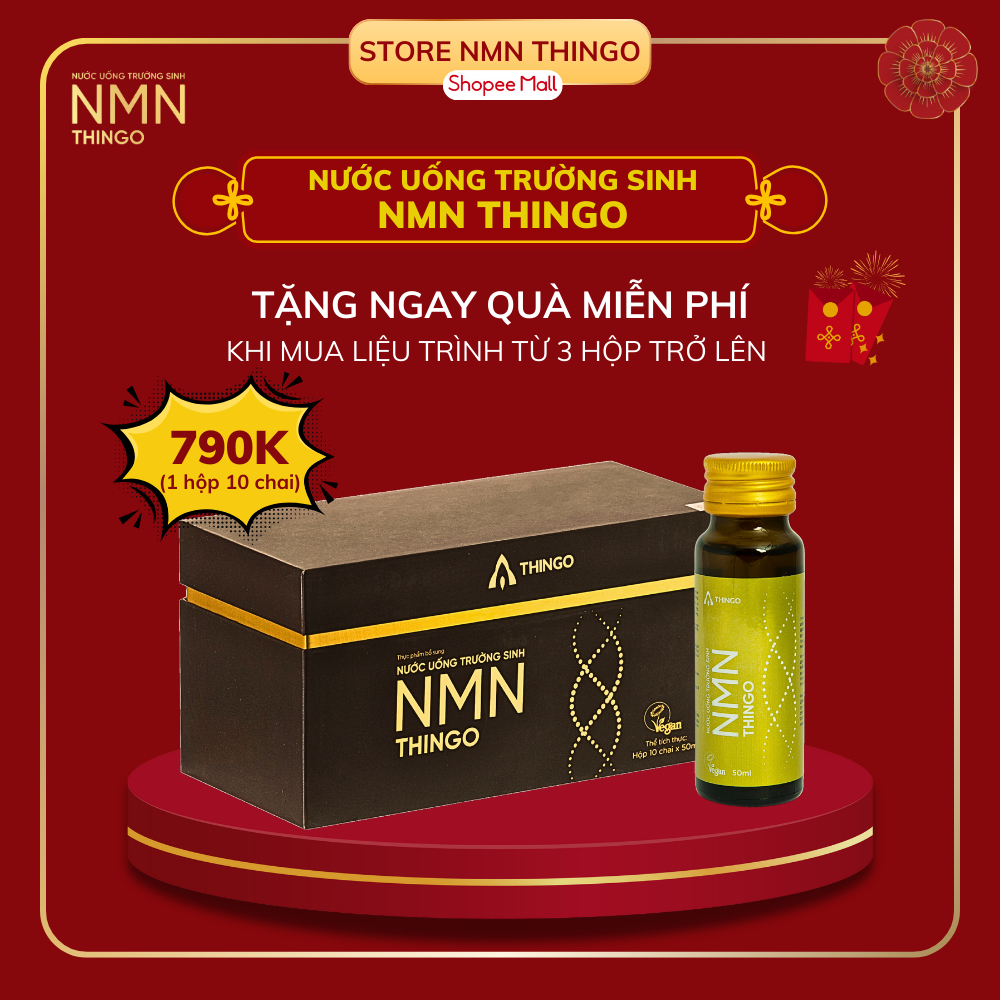 Nước uống NMN Thingo - Nước uống trường sinh ,trẻ hóa làn da, tăng cường sức khỏe, 1 hộp 10 chai