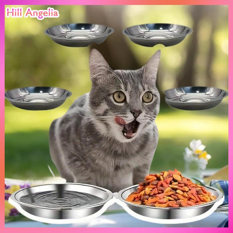 [Hill Angelia] 1 5 cái bát cho thú cưng bát thức ăn cho mèo Bát cho chó bát cho thỏ khay cho thú cưng Bát súp dày bằng thép không gỉ khay bát cơm đa năng