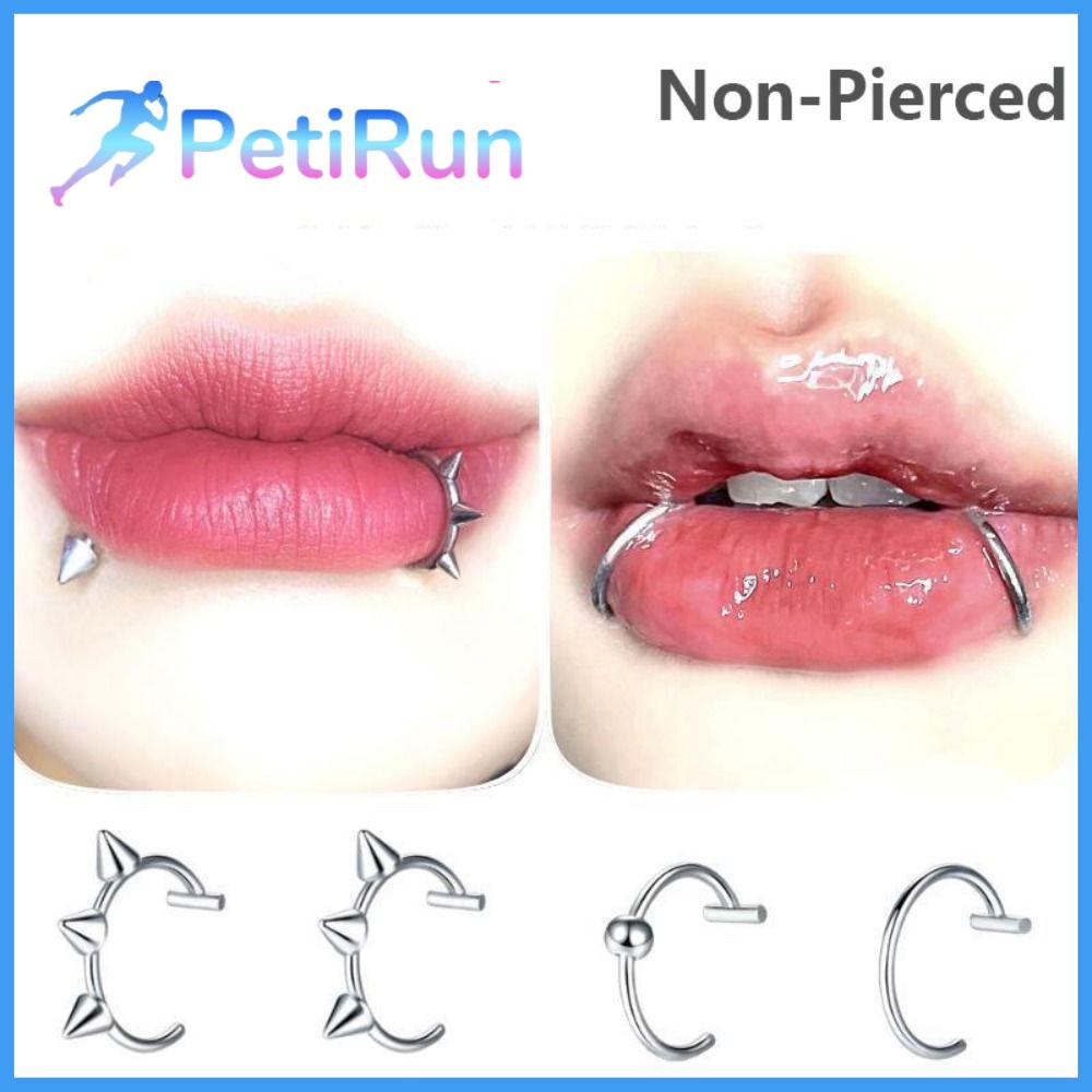 PETIRUN 1PC Không xỏ Khuyên mũi giả Hip hop Thép không gỉ Vòng khuyên vách ngăn Thời trang Khuyên môi Kẹp chữ C