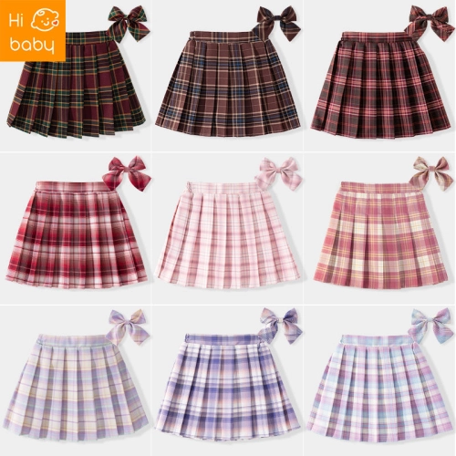 Korean girls pleated skirt, spring children's skirt plaid skirt academic style jk skirt big children's skirt spring and autumn new skirt