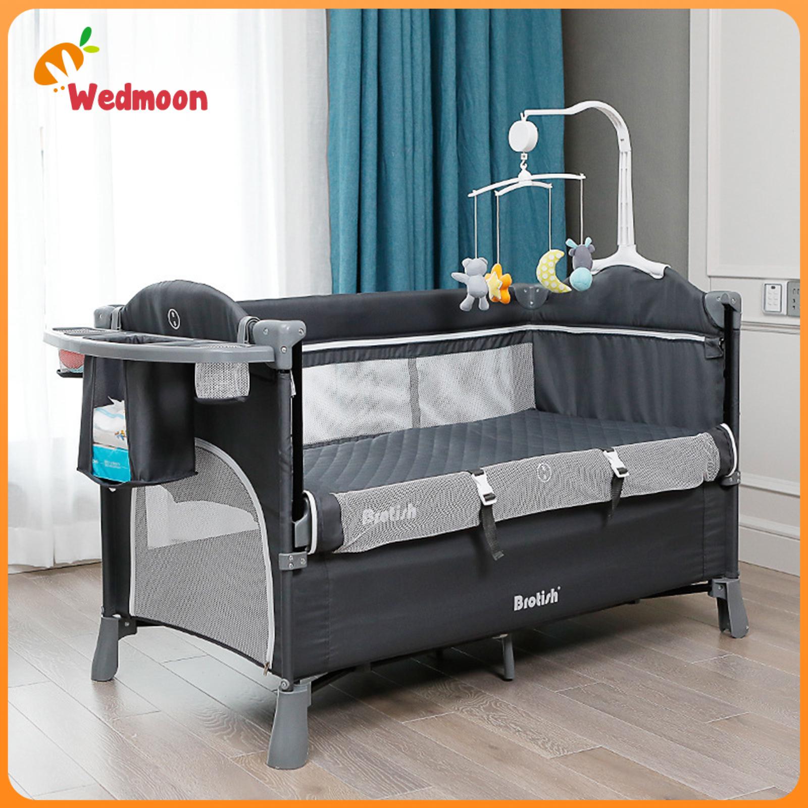 lahomia Baby Crib Bedside Sleeper with Wheels Multifunctional Height Adjustable Cradle Travel Foldable for Boys Girls Infant Newborn ราคา 20,178 บาท*ส่งฟรี