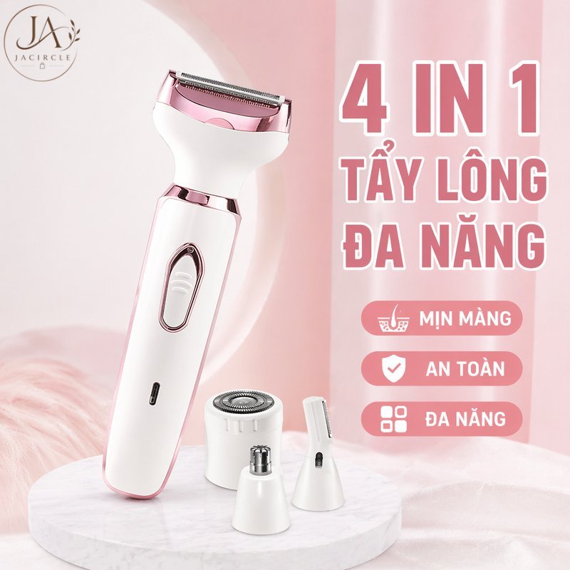 JACIRCLE Máy triệt lông đa năng 4 trong 1 không đau chống nước sạc usb lưỡi thép không gỉ chăm sóc tại nhà toàn thân