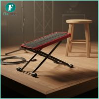 Flameer Anti-Slip Adjustable Guitar Footrest Sturdy Foldable Guitar Footstool Adjustable Foot Pedal Stand for Guitarists