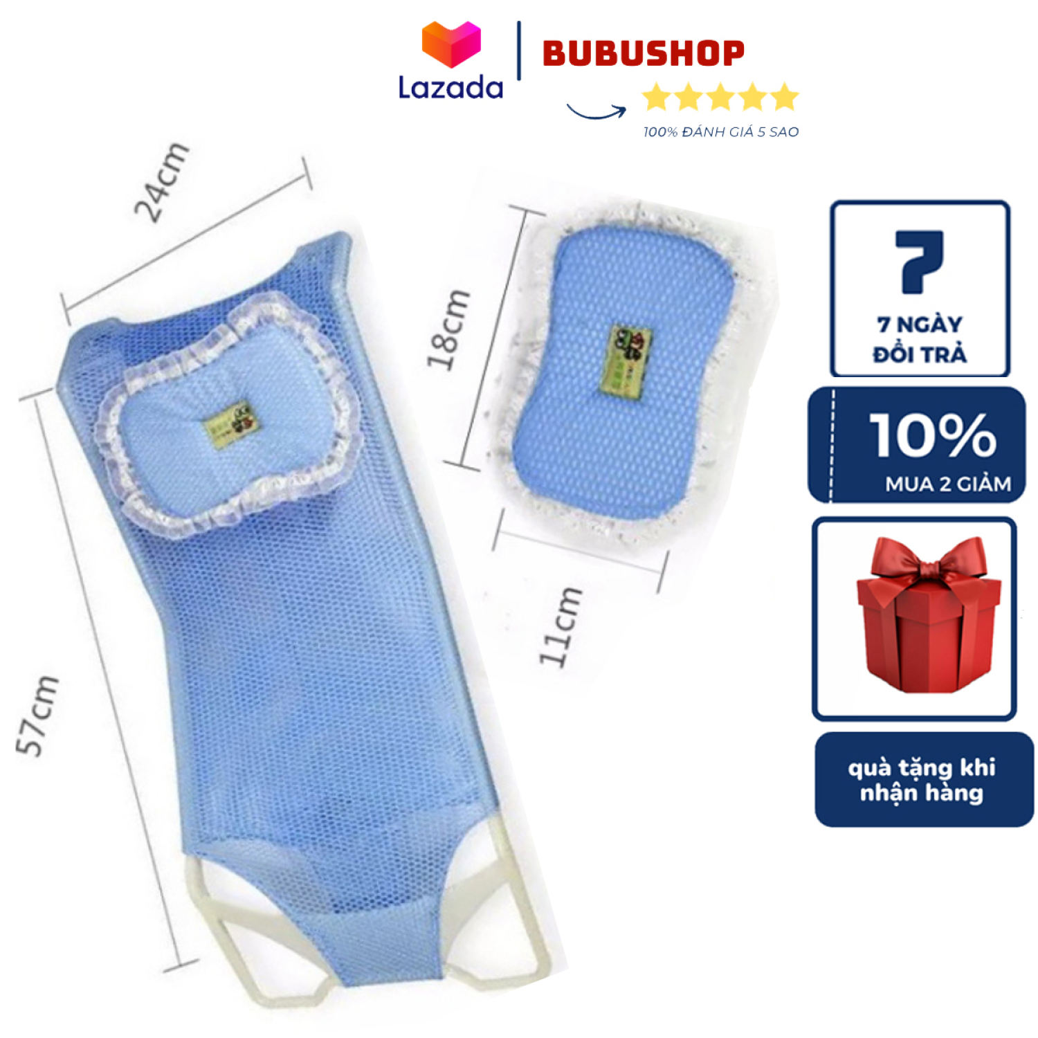 Giường Lưới Tắm Cho Bé Sơ Sinh Kèm Gối Lưới Tắm Đủ Màu cho Bé Trai Và Bé
