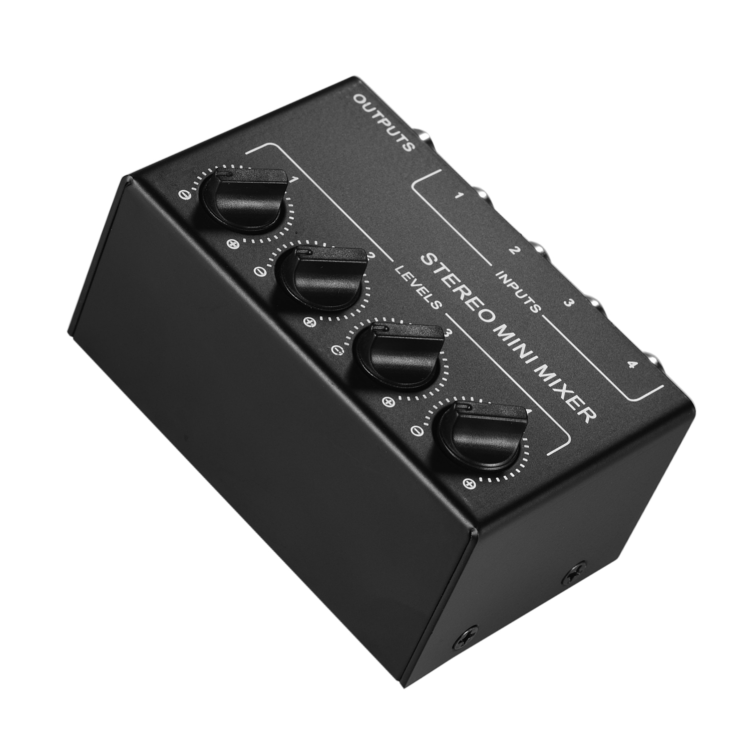 Mini Stereo Audio Mixer with 4-Channel RCA Inputs Separate Volume Controls Full Metal Shell