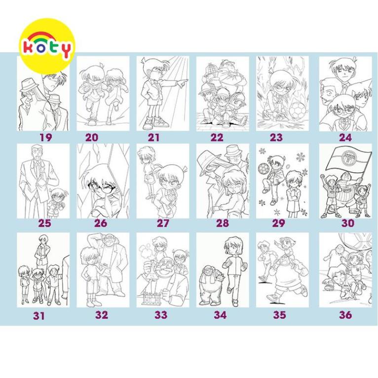 Line art Tranh tô màu Anime khổ A4 (được chọn mẫu) - Cho những bạn yêu thích truyện Conan