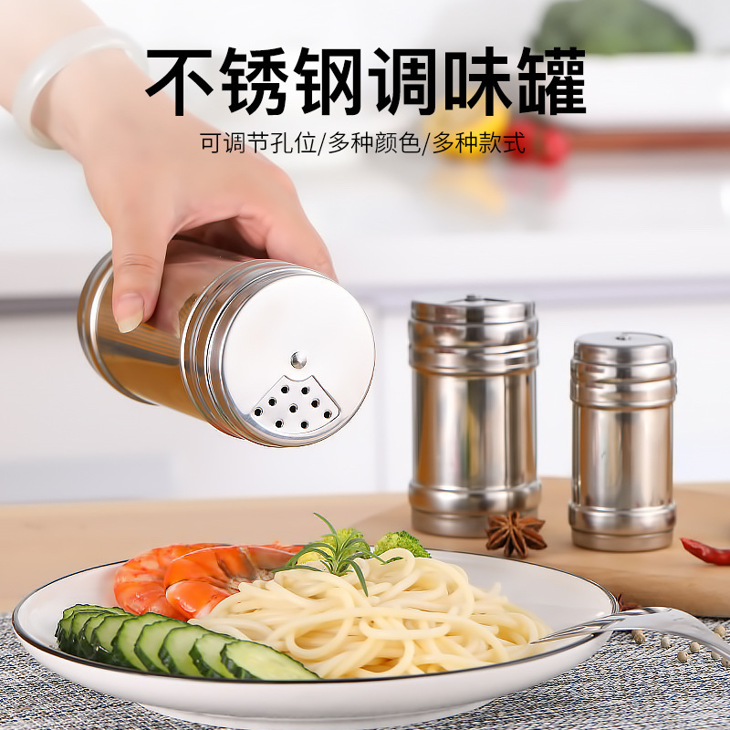 Thép không gỉ dày tiêu tank, chai đựng gia vị, tăm thùng, thịt nướng, xoay gia vị, muối rắc chai