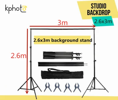 Kphoto【260cm x 300cm or 8.5ft. x 10 ft 】Photo Video Studio 2.6 x 3m Heavy Duty Background Stand Backdrop Support System Kit with Carry Bag for Photography