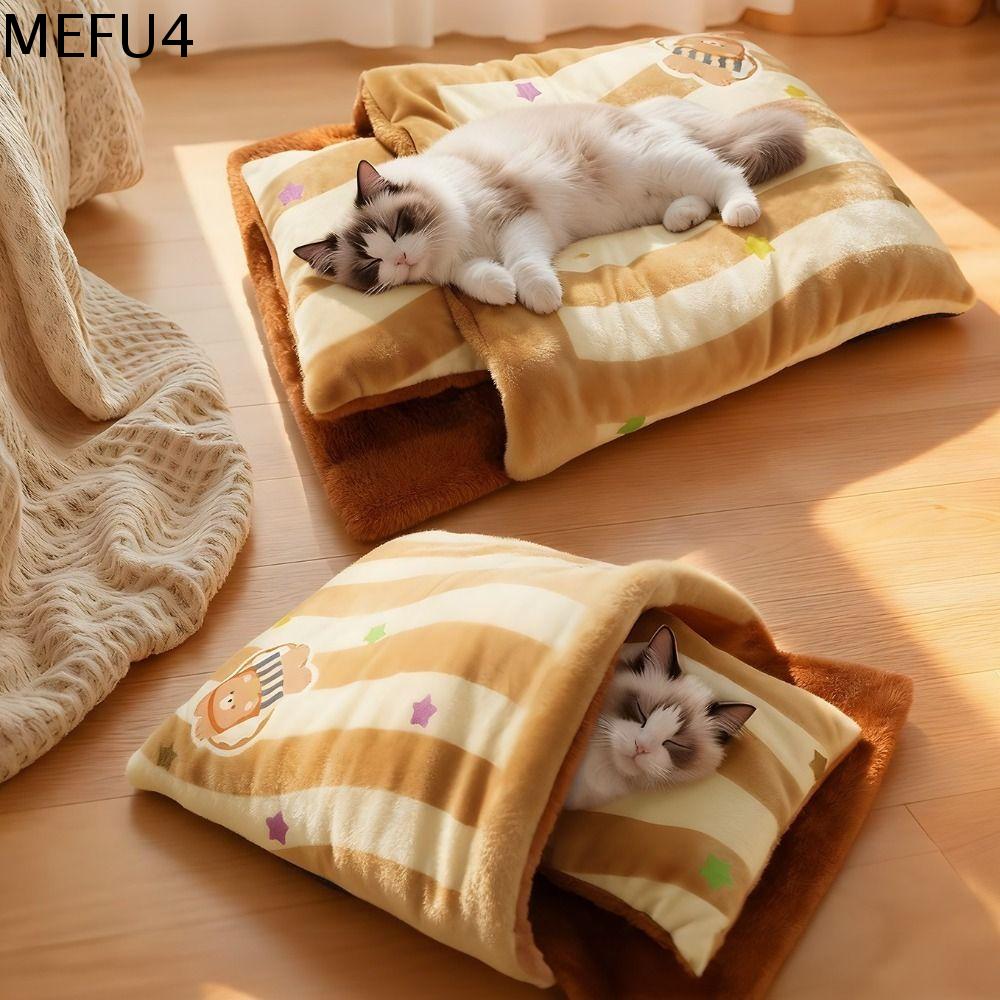 MEFU4 Ấm áp Túi ngủ cho mèo Dày hơn Bán kín Túi đường hầm cho thú cưng Giường ngủ cho mèo Thoải mái Thảm hang động ấm cúng Mùa đông