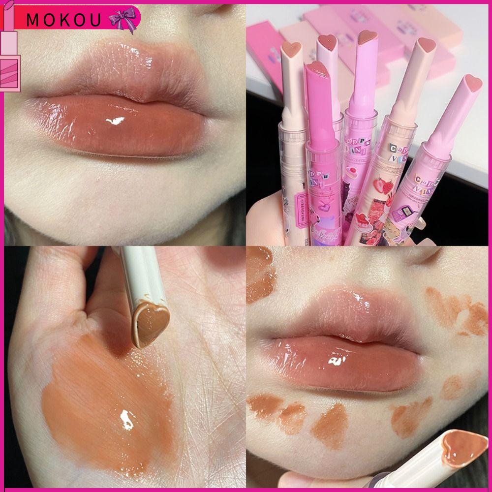 MOKOU Tootsie-lip Làm sáng đường viền môi Son thỏi men Dưỡng ẩm Dành cho Nữ Trang điểm Trái tim ngọt ngào Son thạch Màu trơn cho môi Son bóng