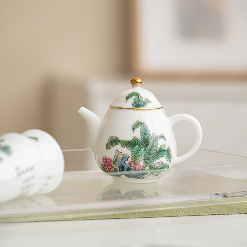 Spot parcel post White Jade White Porcelain Teapot Tea Set Small Capacity Handmade Single Teapot Kung Fu Tea Brewing Ceramic Household Dehua with Filter ราคา 1,326 บาท*ส่งฟรี