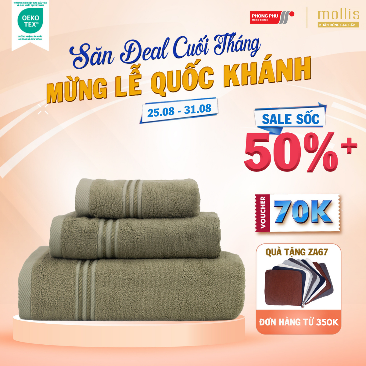 Khăn Mặt Mollis Bamboo 34x78cm Khăn Cao Cấp Sợi Tre Mềm Mịn Thấm Hút Không Ra Màu Gia Đình Du Lịch Khách Sạn Spa FMT4