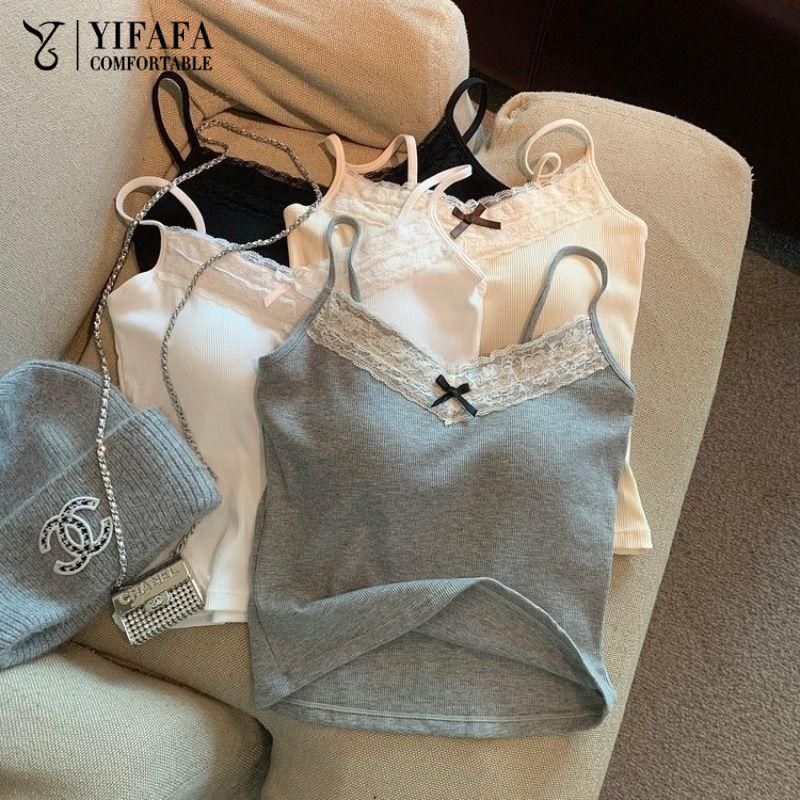Lace Camisole Women's Belt Chest Pad Inner Wearing Outer Wearing Short Camisole Fit Fashion Comfortable Women ราคา 20 บาท*ส่งฟรี