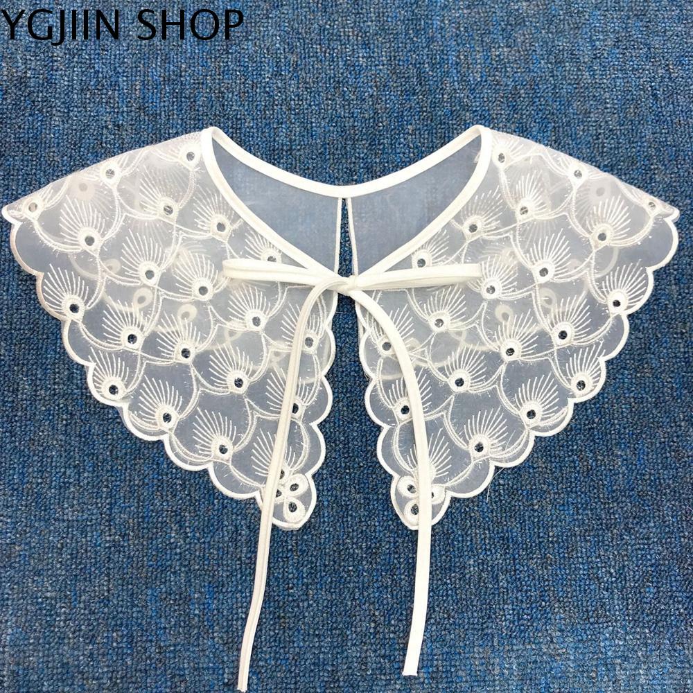 YGJIIN Ren DIY Đính đá Đối với phụ nữ Cô gái Thêu thùa Cổ áo giả May quần áo Đường viền cổ ren Trang
