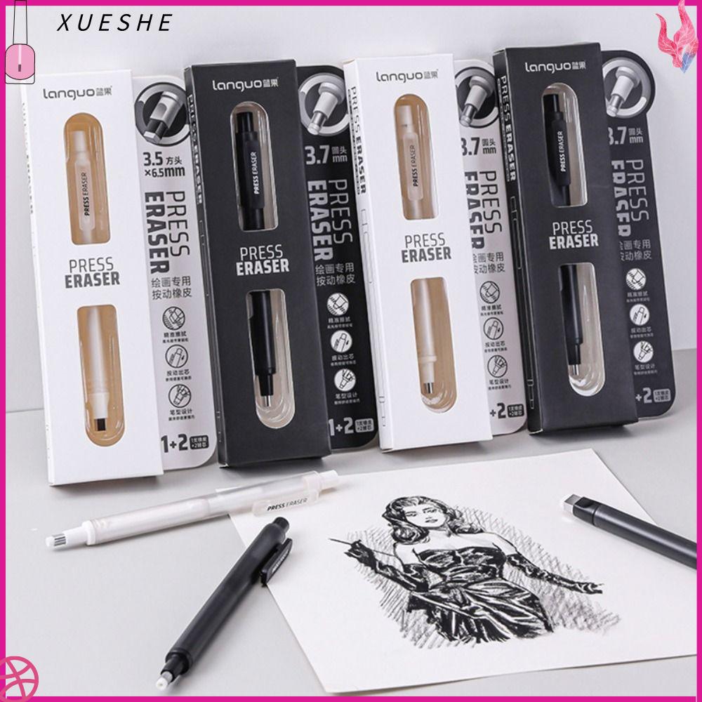 XUESHE Có thể nạp lại Bộ tẩy xóa Cơ chế báo chí Không có mảnh vụn Bút tẩy Chuyên nghiệp Bút xóa vẽ phác thảo Bản vẽ phác thảo