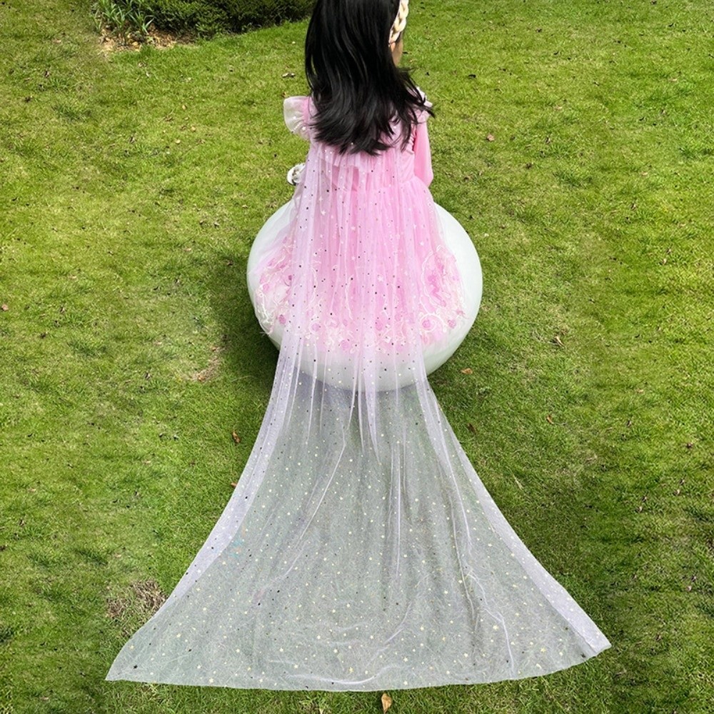 YIWEN Đồ trang trí sequin Áo choàng công chúa cho bé gái Dễ thương Lưới Áo choàng đầm thanh lịch  Ngọt ngào Áo choàng trang phục trẻ em Tiệc lễ hội - 2