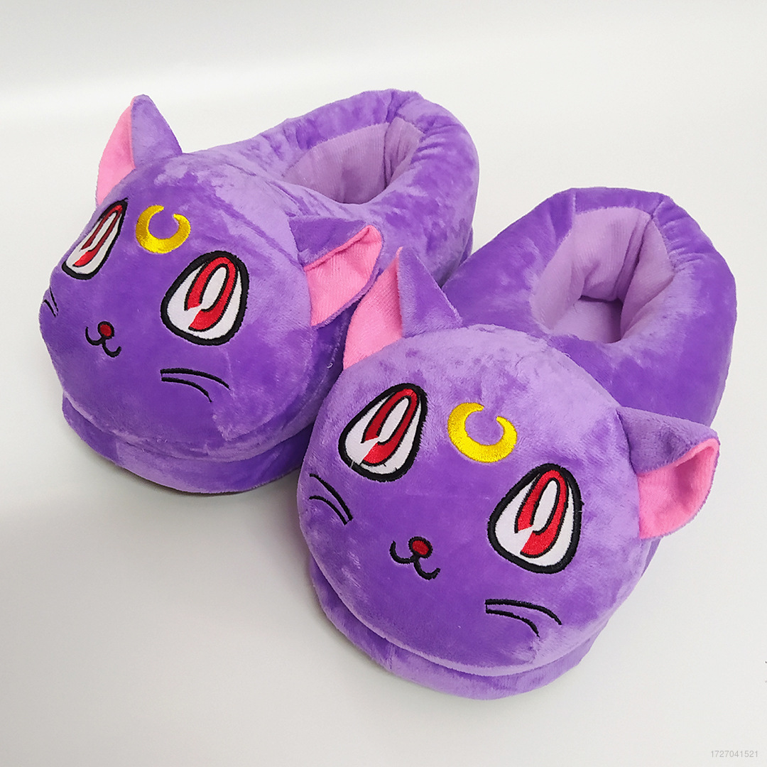 clu Sailor Moon Luna Warm slippers with plush indoor shoes winter cartoon home shoes ulc