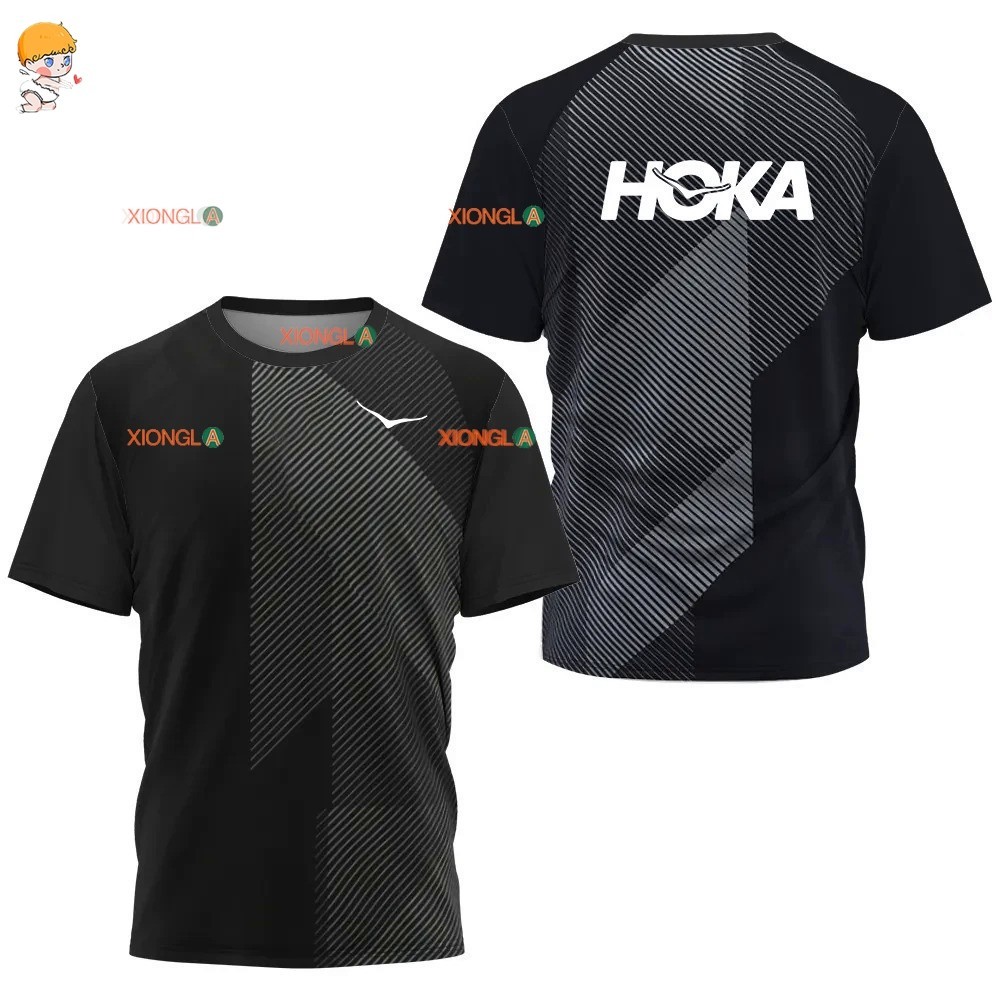 Breathable Hoka Men Fiess T-Shirt Thời trang Giải trí Quần vợt Thể thao Mùa hè Sấy khô nhanh tay áo ngắn cộng với kích thước hàng đầu của người đàn ông 1