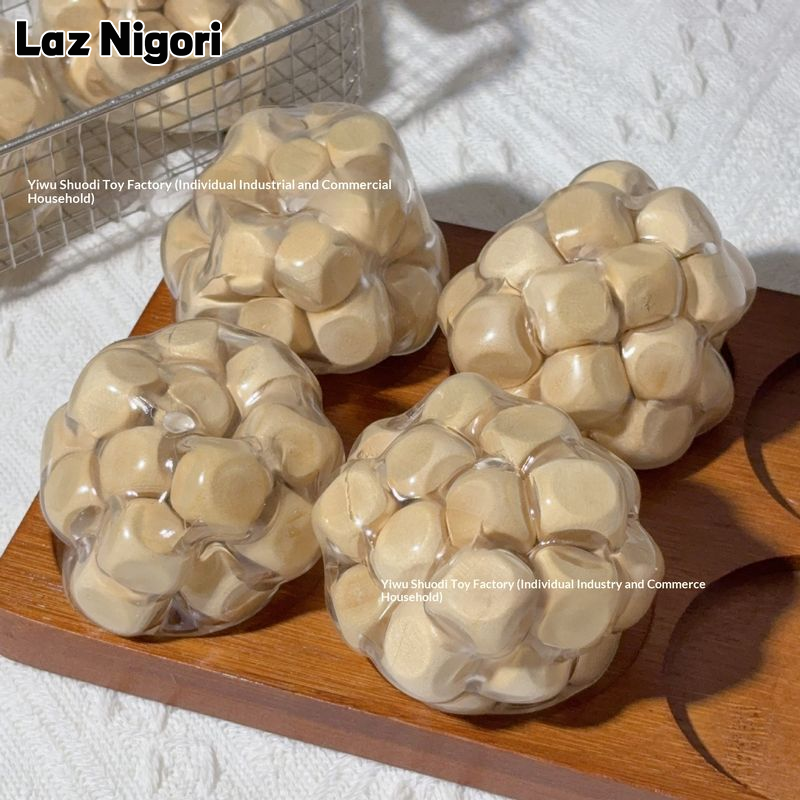 Laz Nigori Creative Wooden Stress Relief Squishy Ball - Anti-Stress Fidget Toy for Kids and Adults ราคา 56 บาท*ส่งฟรี