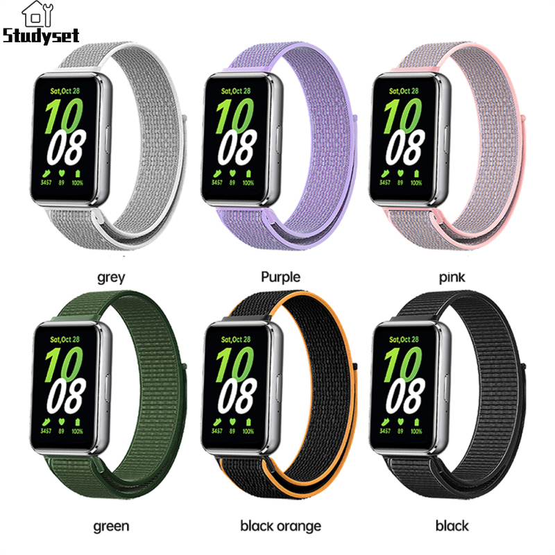 Studyset IN stock Watch Band Nylon Braided Wrist Band Strap 18MM Smartwatch Strap Sport Loop Strap Compatible For Galaxy FIT 3 ราคา 66 บาท*ส่งฟรี