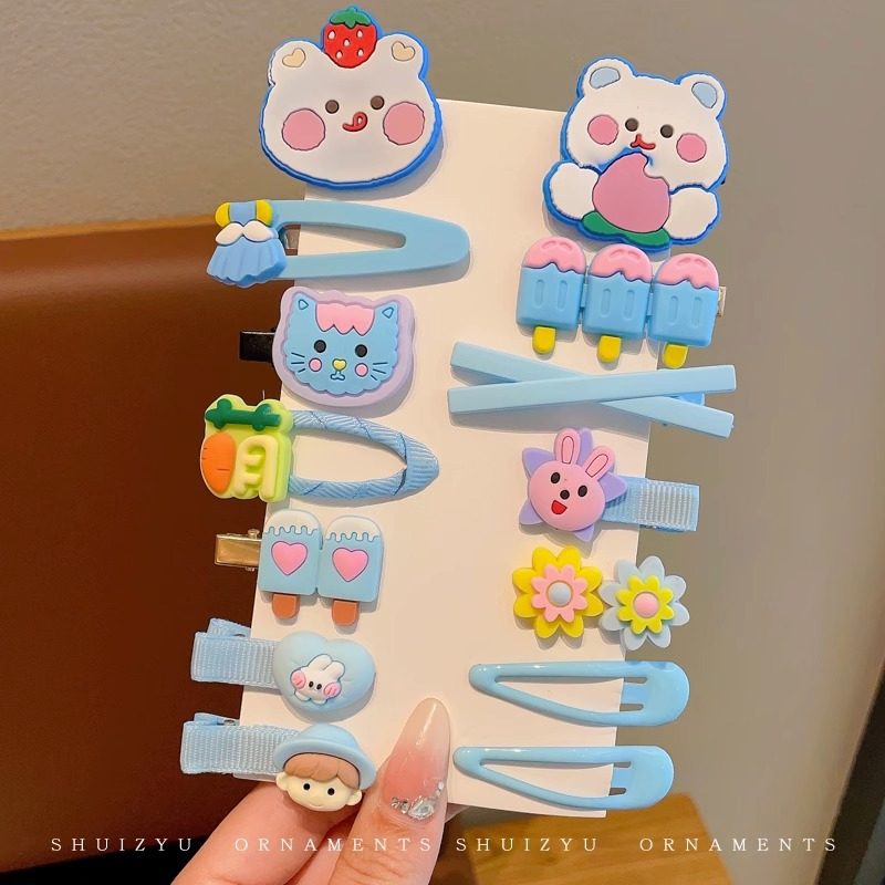 Mới set Kẹp Tóc Hình Trái Cây Màu Cầu Vồng Dễ Thương Cho Bé Gái