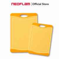Neoflam Flutto Antimicrobial Cutting Board (2 Piece) | Non-slip grip edges | Non-porous | Knife friendly | Reversible